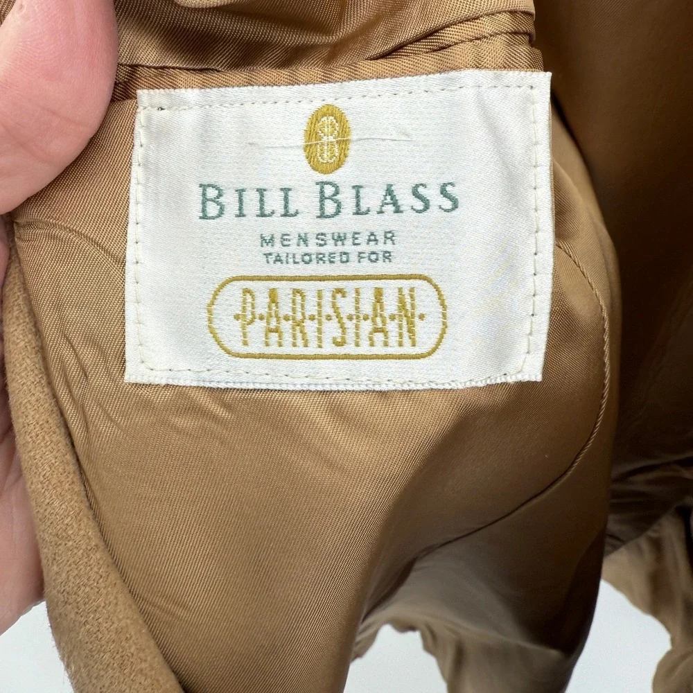 Vtg Bill‎ Blass Made in USA Wool Blazer Men's Tan Brown Classic Two Button Coat